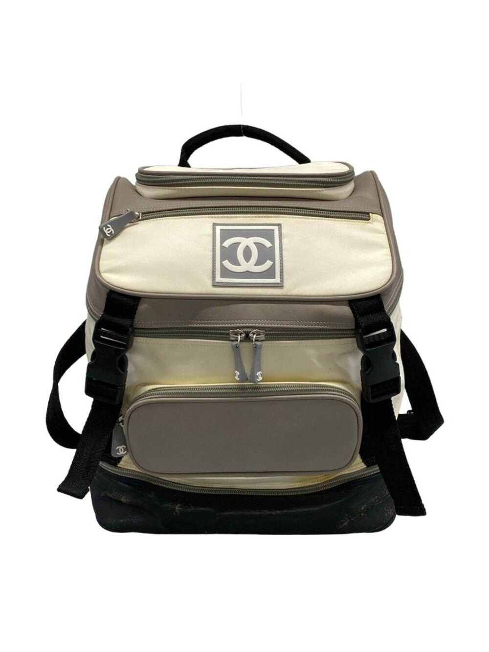 Chanel Backpack Sports Line Ivory Gray Beige Multi Leather